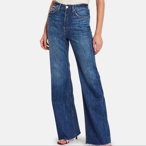 GRLFRND Carla Wide Leg Jeans High Rise Dark Wash Button Fly size 26